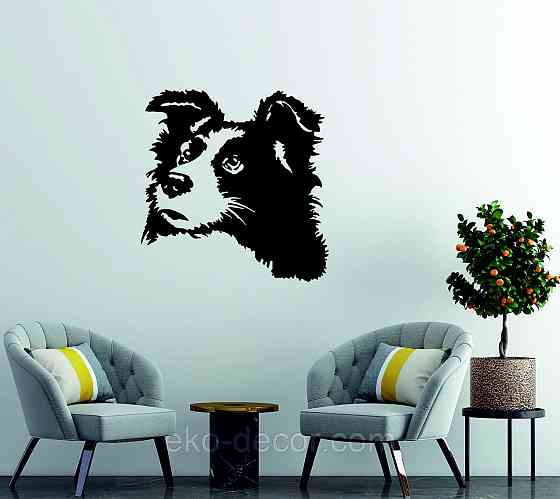 Декоративне настінне Панно «Бордер-Колі», Декор на стіну 70*68 см, Чорний Київ