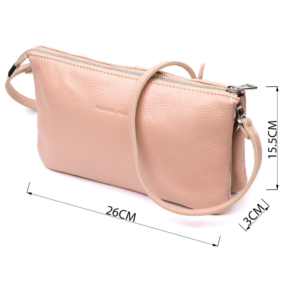 Чарівний жіночий клатч із натуральної зернистої шкіри GRANDE PELLE 11698 Пудровий Київ - фото 9