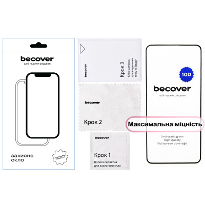 Стекло защитное BeCover 10D Motorola Moto G86 Black (713743) Винница - изображение 2