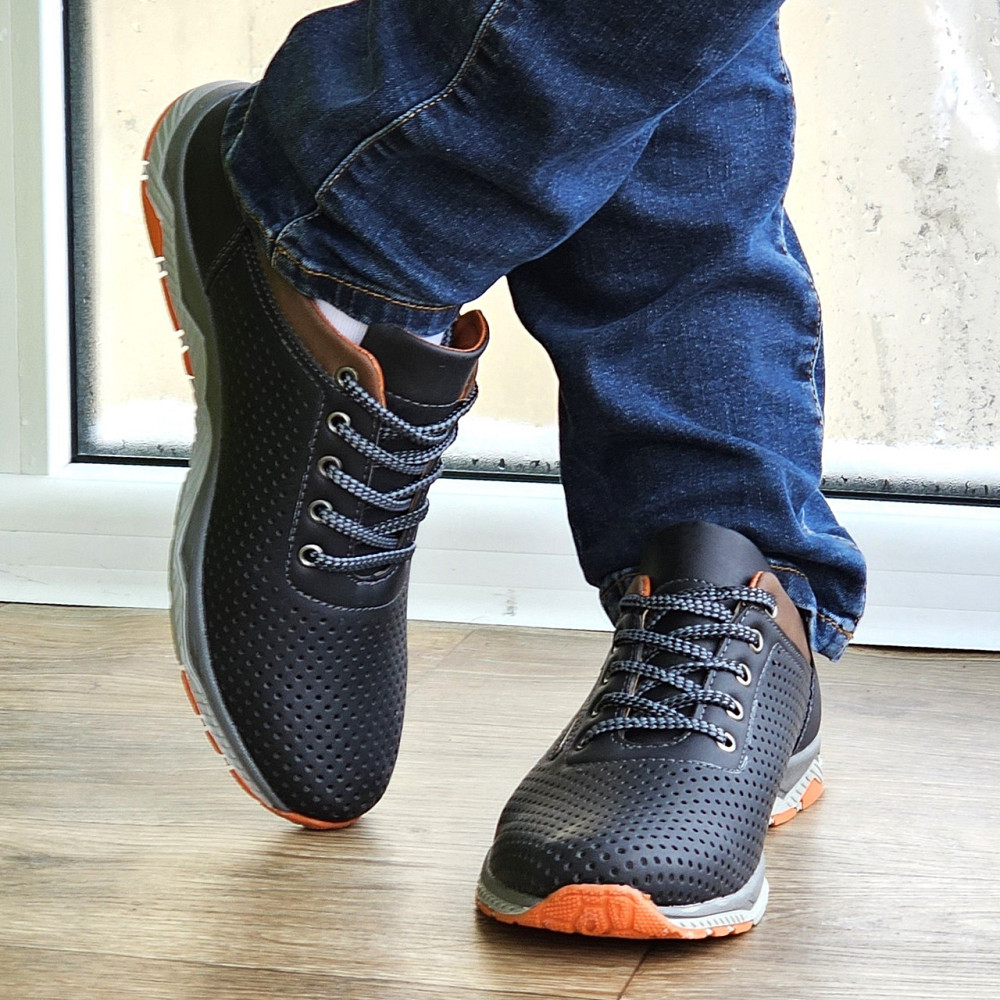 Мужские Мокасины Летние Чёрные Кроссовки Сеточка (размеры: 40,41,42,43,44) Видео Обзор - 576-2 Днепр - изображение 7