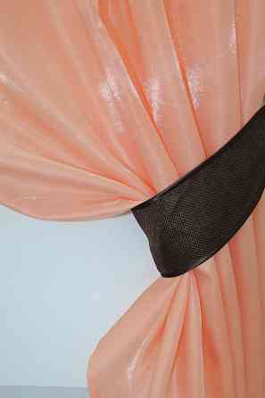 Кухонные шторы VR-Textil № 073к с ламбрекеном и подхватами персиковый с венге 270х170 см (52-0211) Киев