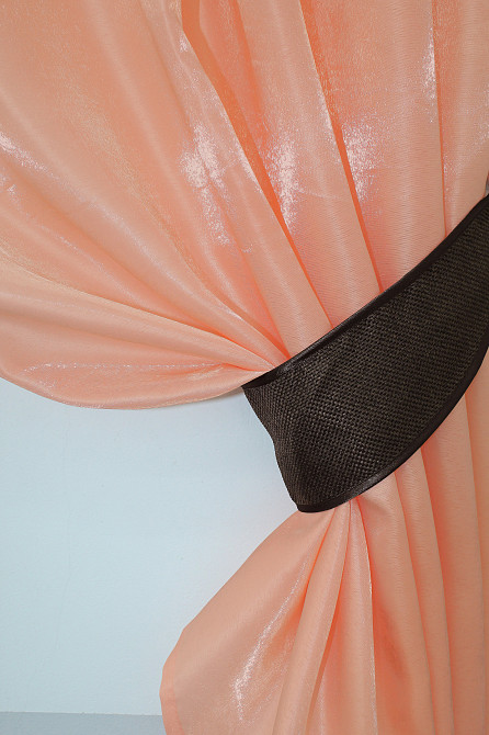 Кухонные шторы VR-Textil № 073к с ламбрекеном и подхватами персиковый с венге 270х170 см (52-0211) Киев - изображение 3