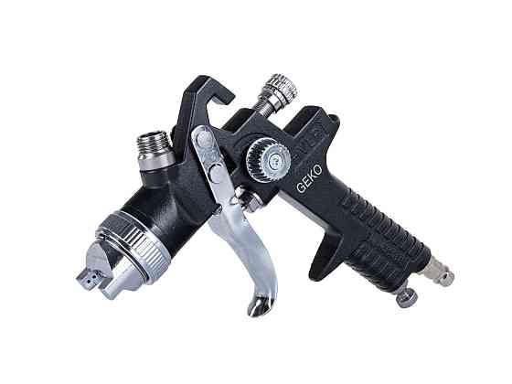 Пульверизатор "GeKo" професійний HVLP з чотирма соплами (1,3; 1,4; 1,7; 2,0 мм), бачок верхній 600 мл Стрый