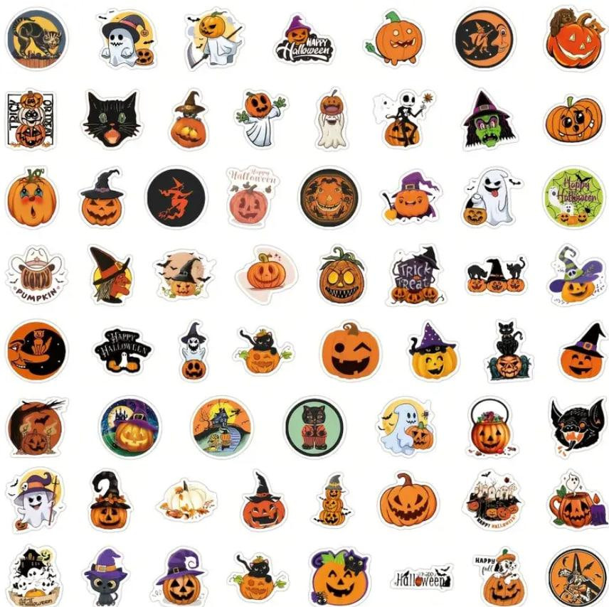 Набір вінтажних вінілових наклейок на Хеллоуїн, набір наклейок з гарбузами та відьмами для підлітків Київ - фото 5