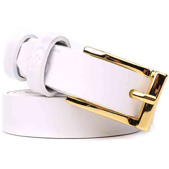 Стильный тонкий кожаный ремень для женщин Белый (GRANDE PELLE) Киев