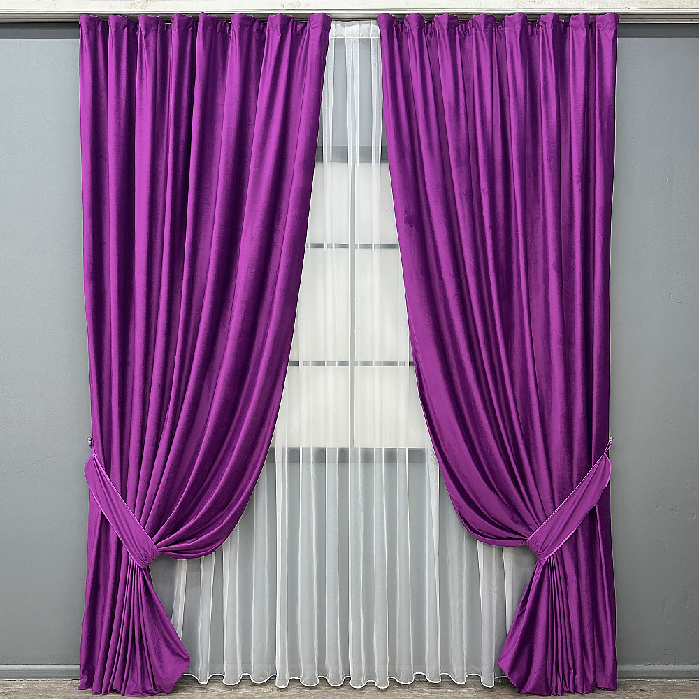 Комплект готових штор VR-Textil Оксамит (бархат) Фуксія 150х290 см 2 шт (39-0141) Київ - фото 2