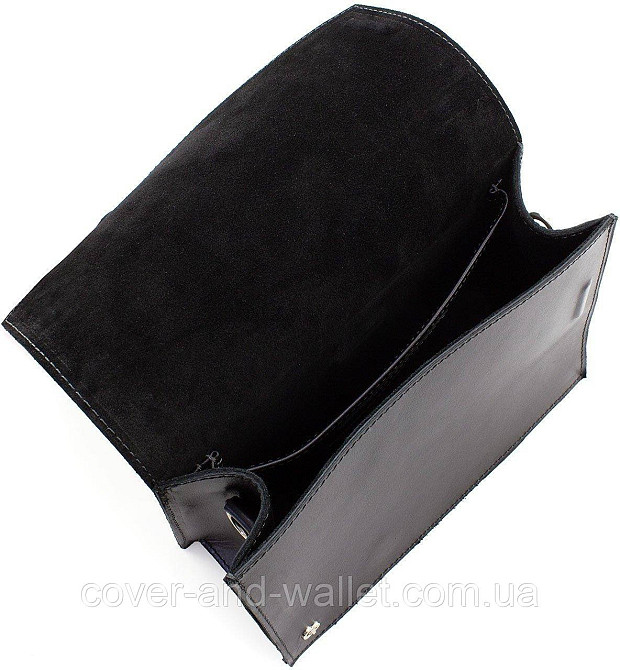 Якісна жіноча шкіряна сумка на магнітній застібці чорного кольору Grande Pelle 770710 Київ - фото 6
