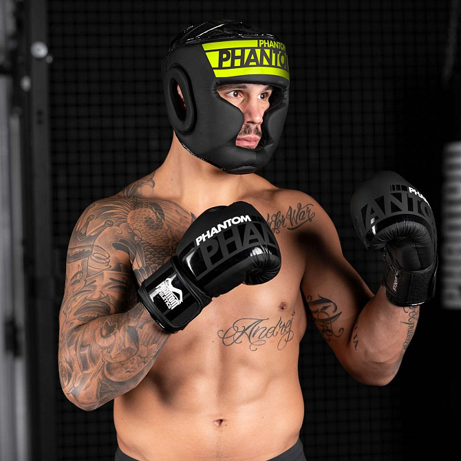 Боксерський шолом Phantom APEX Full Face Neon One Size Black/Yellow (капа в подарунок) Каменское - изображение 9