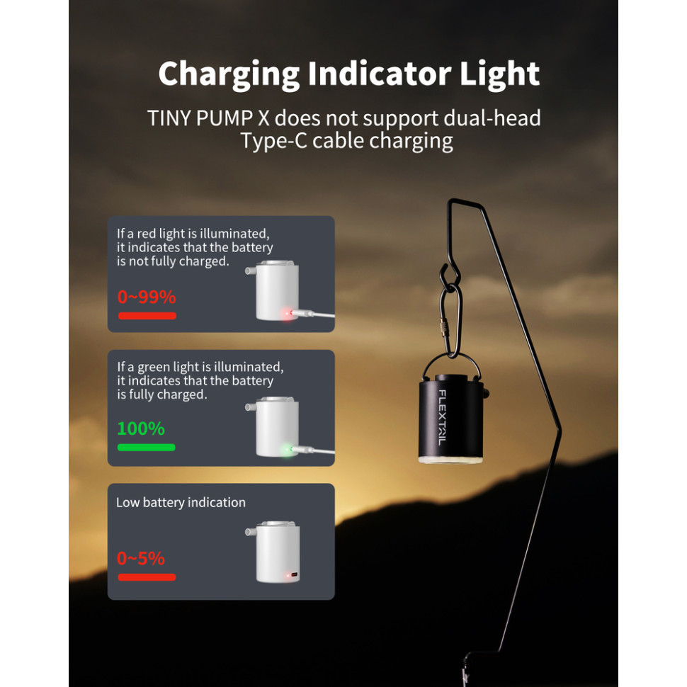 Насос-ліхтар кемпінговий Flextail Tiny Pump Х, чорний із вакуумними пакетами 2 шт (50х70) Київ - фото 5