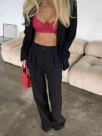 Женские базовые брюки палаццо костюмка 46/48, Черный Одесса