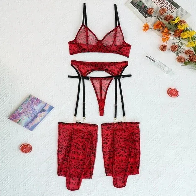 Сексуальна білизна "Red leopard", колір червоний, розмір М Sex Aura Київ - фото 2