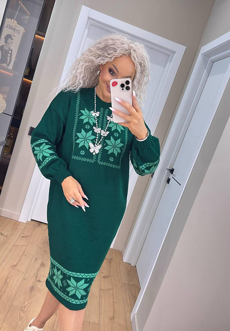 Женское вязаное платье туника  с этническим орнаментом. 44-58р Киев - изображение 9