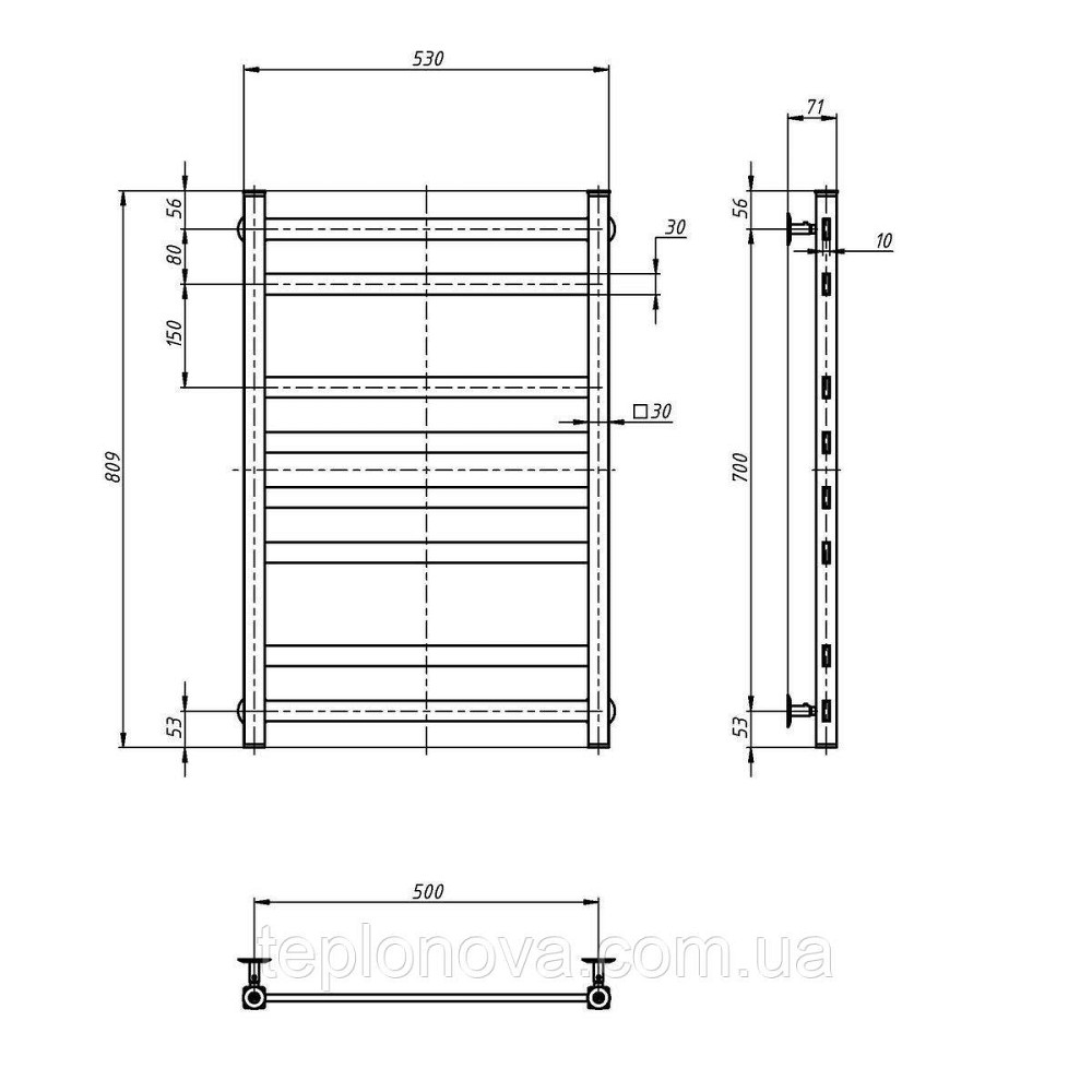 Водяна сушарка для рушників Авангард 500х800, чорний муар Чернівці - фото 4