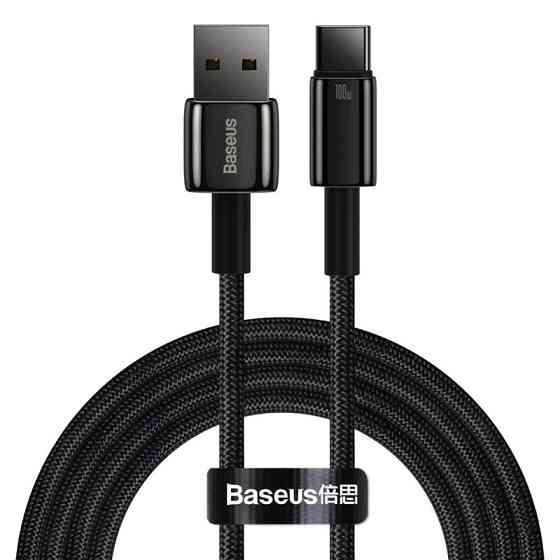 Кабель USB - Type-C Baseus Tungsten Gold Fast Charging Data Cable 100W 1m Black CAWJ000001 Одеса