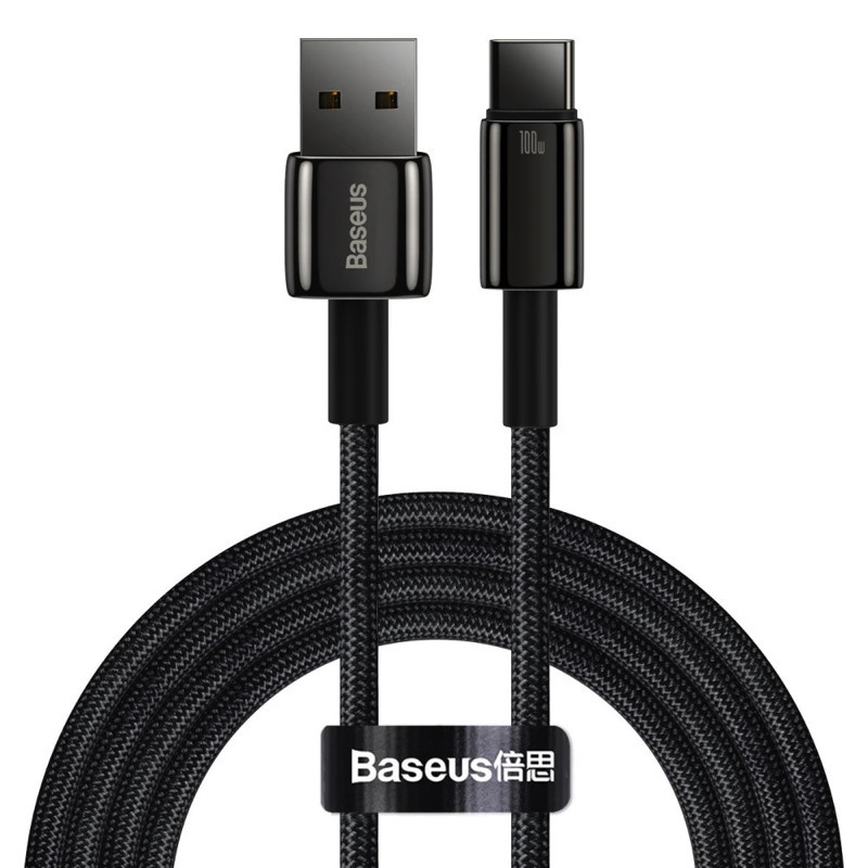 Кабель USB - Type-C Baseus Tungsten Gold Fast Charging Data Cable 100W 1m Black CAWJ000001 Одеса - фото 1
