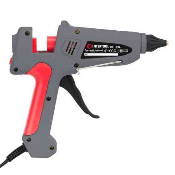 Пистолет клеевой 100(300) Вт, 215-230°C, под стержни 10,8-11,5 мм, 13-30 г/мин INTERTOOL RT-1106 Киев