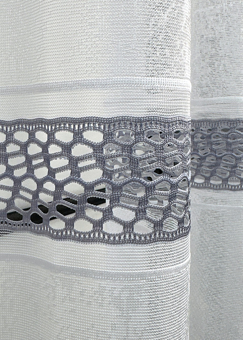 Короткий тюль VR-Textil 1938т Жаккард Белый с серым 300х200 см (42-0914) Киев - изображение 6