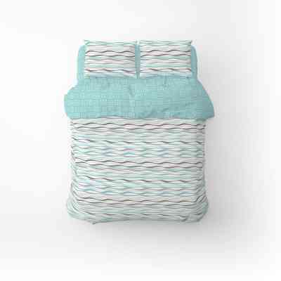 Постільна білизна Home Line Хвилі/Клітинка бірюзовий бязь полуторний (173833) Вінниця