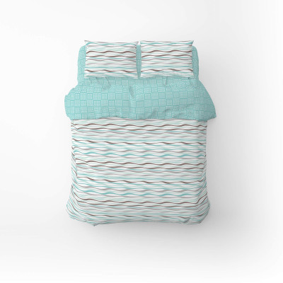 Постільна білизна Home Line Хвилі/Клітинка бірюзовий бязь полуторний (173833) Вінниця - фото 1