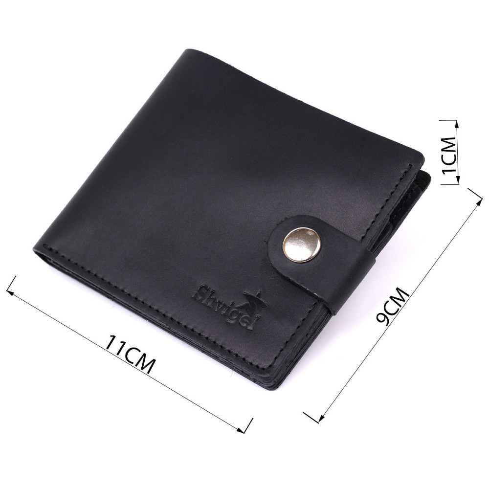 Кожаный мужской бумажник Черный (SHVIGEL) Киев - изображение 7