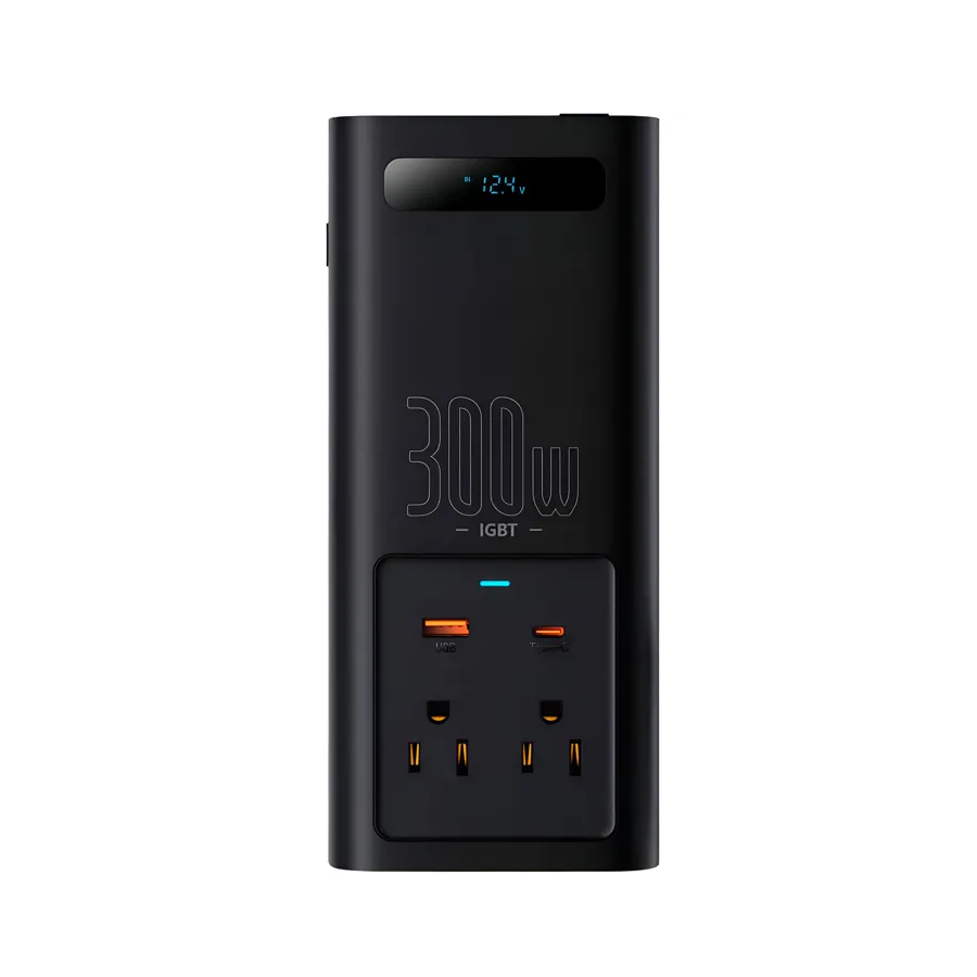 Автомобильный инвертор для электросамокатов Baseus IGBT Power Inverter 300W (110V US/JP ) Black + переходник Ковель - изображение 1