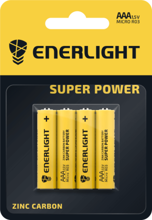 Батарейка мініпальчик ENERLIGHT Super Power AAA 1.5V блістер 4 шт. Рівне