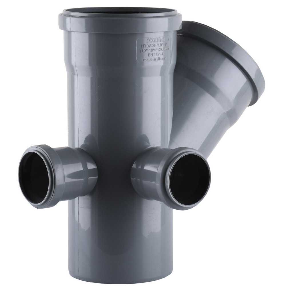 Крестовина VSplast 2пл перех 110х110х45°+2(50х90°) (отвод слева и сзади) (000025629) Киев - изображение 1