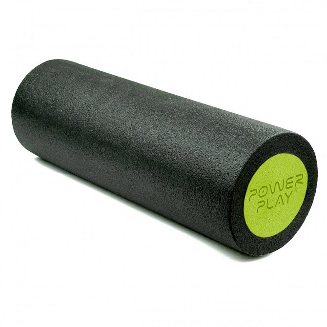 Массажний ролик (ролер) гладкий PowerPlay 4021 Fitness Roller Чорно-зелений (30x15см.) Кам'янське - фото 4