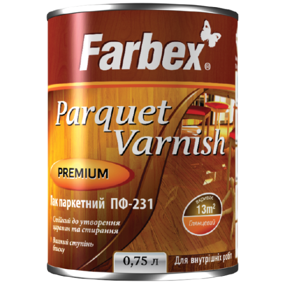 Лак паркетний ПФ-231 алкідний глянсовий ТМ "Farbex" -0,75 л Харків
