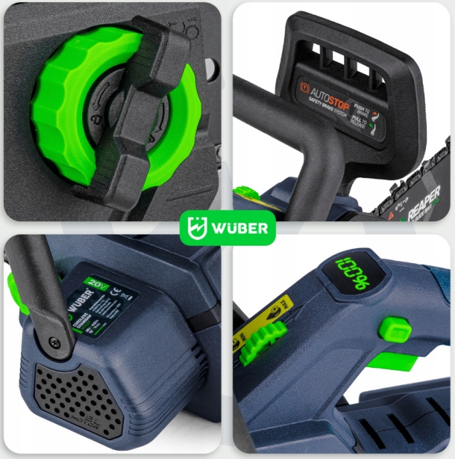 Аккумуляторная пила цепная + 2 аккумулятора 4Ач 20В + шина 30см Wuber (Польша) Киев - изображение 9