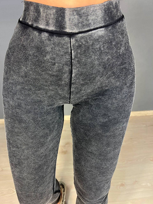 Лосини жіночі A-N 23060 рубчик варка тай дай тонкі трикотажні графіт, графіт, M Київ - фото 1