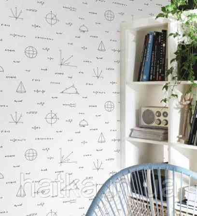 Шпалери вінілові на флізеліні Rasch Clasik 0,53х10 дитячі цифри вормули Хліття чорні на бежевому Київ