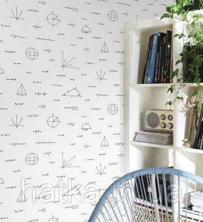 Шпалери вінілові на флізеліні Rasch Clasik 0,53х10 дитячі цифри вормули Хліття чорні на бежевому Київ - фото 1