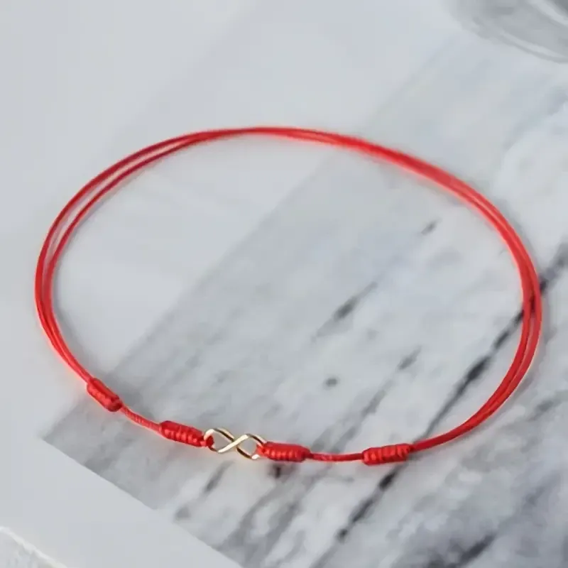 Красный браслет-оберег из шнура со знаком бесконечности, регулируемый Киев - изображение 1