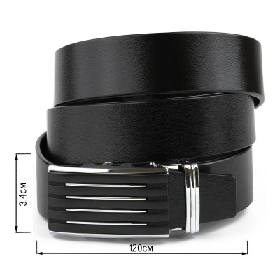 Ремень Vintage Мужской с автоматической пряжкой полоска Черный (20301) Винница - изображение 3