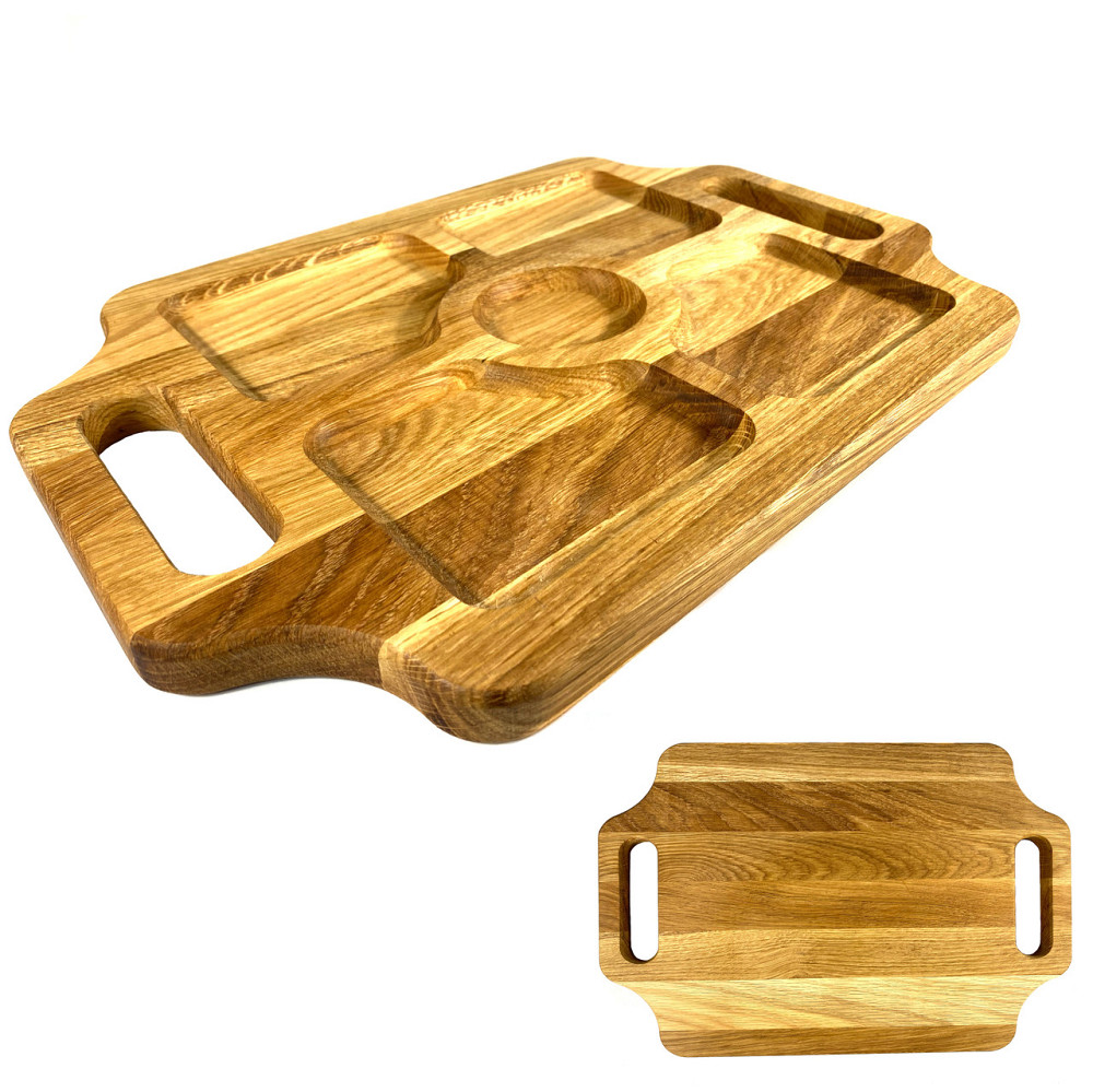 Деревянная тарелка прямоугольная из натурального дерева, закусочная тарелка 44х29х2,5 см Каменец-Подольский - изображение 1