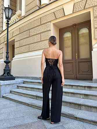 Жіночий стильний костюм для штанів: топ і штани костюмка Чорний, 46/48 Одеса