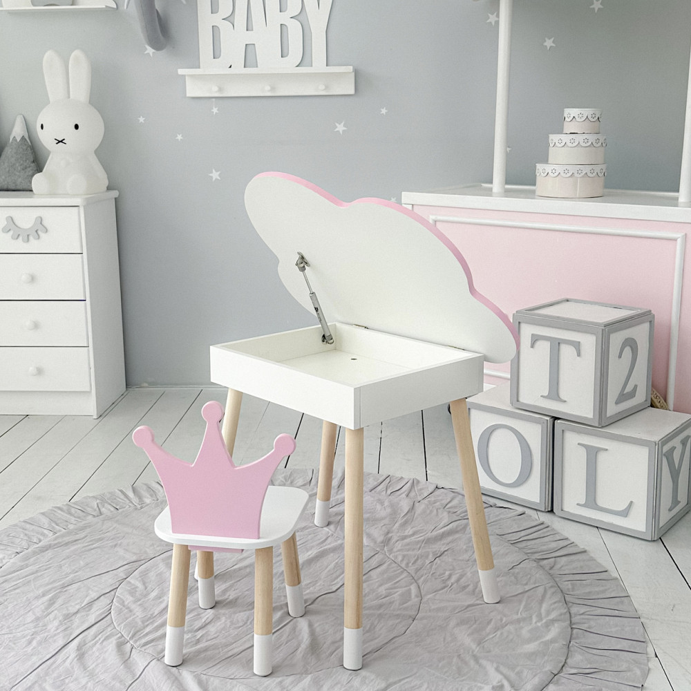 Новинка! Детский стол розовый тучка с нишей и стульчик корона розовая 93061 Киев - изображение 6