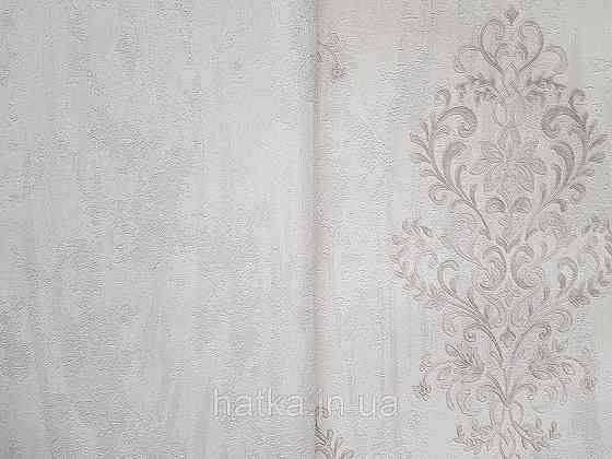 Шпалери вінілові на флізеліні гарячого тиснення DU&KA 1.06х10 вензель основа під штукатурку сірі коричневі Київ