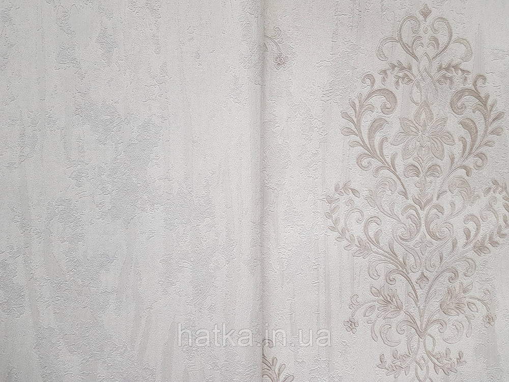 Шпалери вінілові на флізеліні гарячого тиснення DU&KA 1.06х10 вензель основа під штукатурку сірі коричневі Київ - фото 2