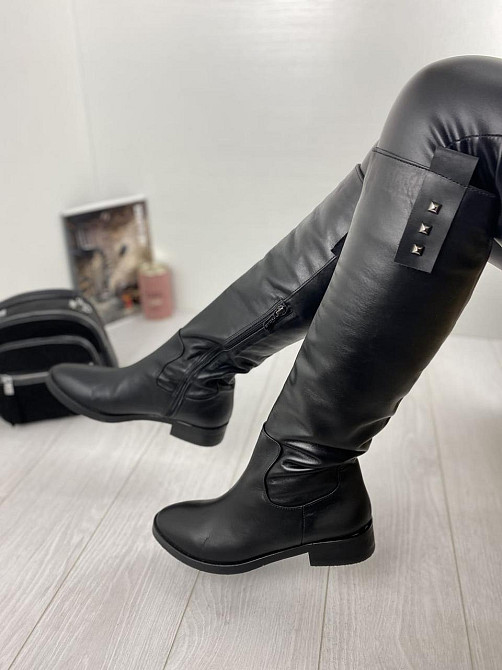 Nivelle Шкіряні чоботи жіночі демісезонні весна-осінь на низькому ходу чорні з натуральної шкір Коломыя - изображение 2