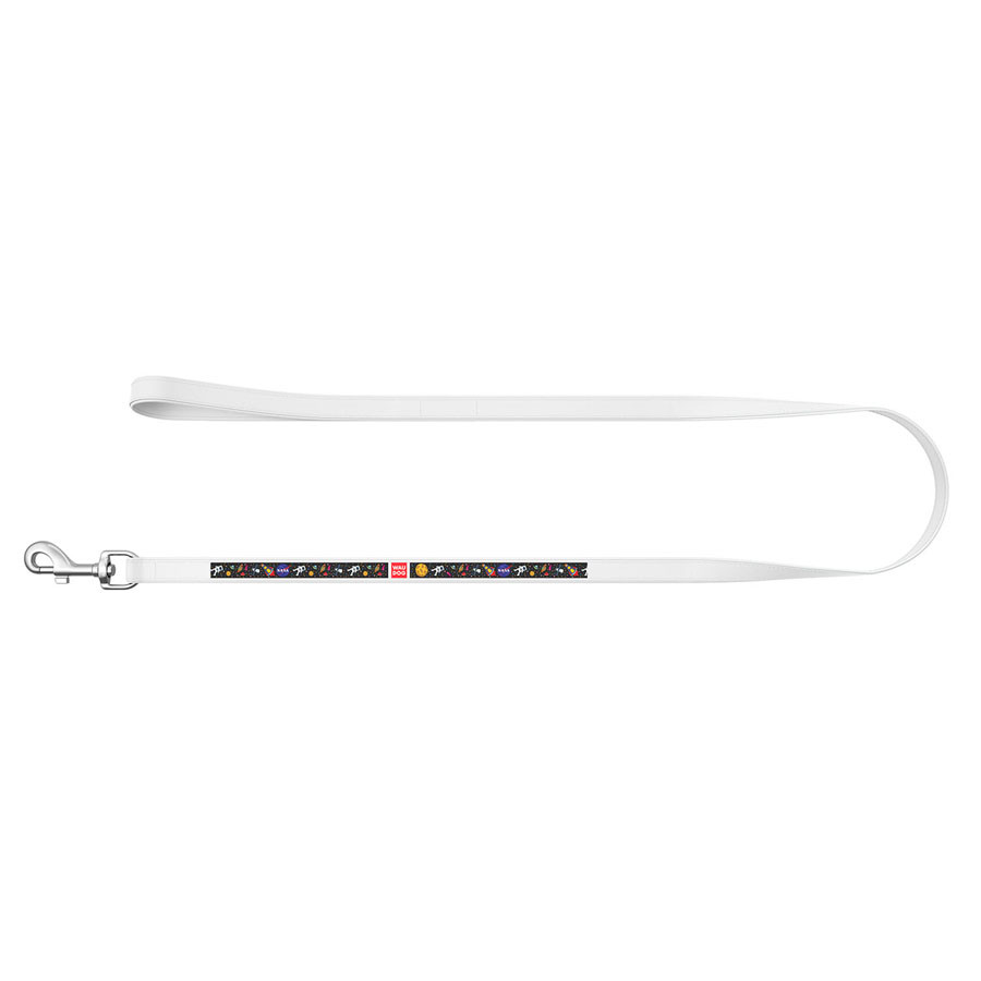 Повідець WAUDOG Design з малюнком "NASA", преміум шкіра (ширина 25 мм, довжина 122 см) білий Коломыя - изображение 2