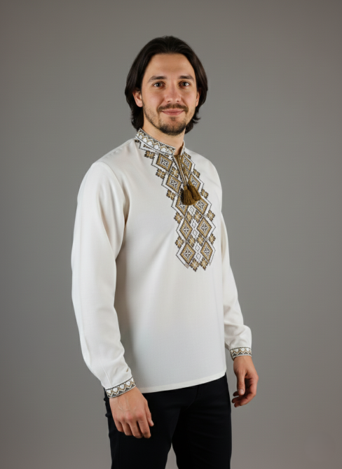 Лляна чоловіча вишиванка з орнаментом Святкова Київ - фото 2