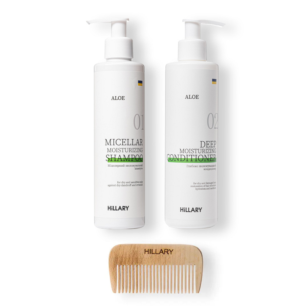 Комплексний набір для сухого типу волосся Aloe Deep Moisturizing та гребінь для волосся Hillary Київ - фото 1