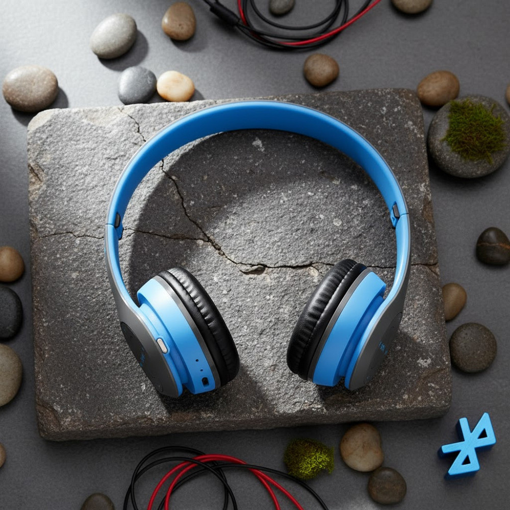 Бездротові Bluetooth-навушники з мікрофоном і Mp3 плеєром, P47, Синій/Стереогарнітура/Накладні навушники блютуз Київ - фото 6