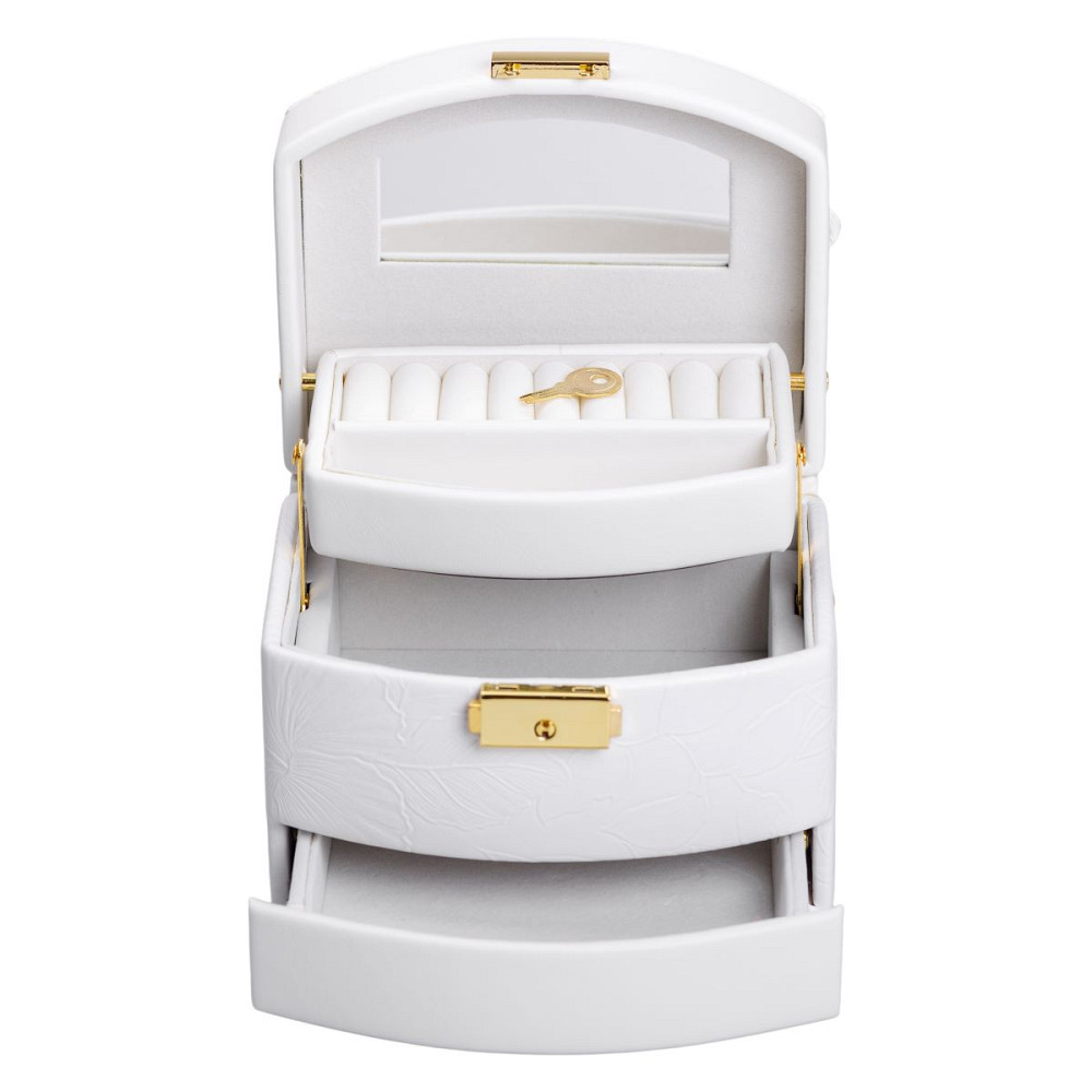 Скринька для прикрас з еко шкіри 3 яруси із замком органайзер для ювелірних виробів HP-5-23W Коломия - фото 1