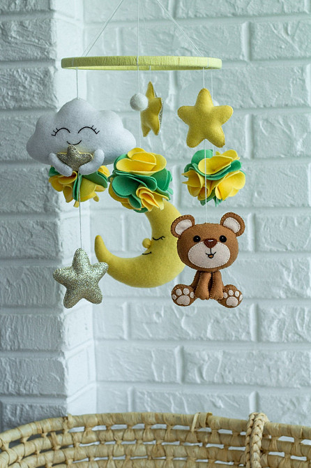 Дитячий музичний мобіль на ліжечко для немовлят WooolyWool «Ведмежатко» з 35 мелодіями Київ - фото 5