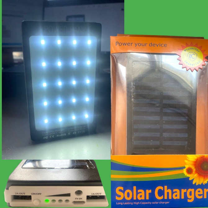 Мобільна зарядка на сонячній панелі + ліхтарик UN-3102 SOLAR 400000mAh (4.8k) Київ - фото 1