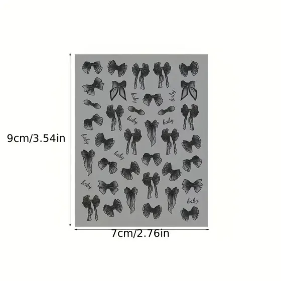 3D рельєфні наклейки для нігтів білі бантики – мереживний самоклейний декор для манікюру Київ