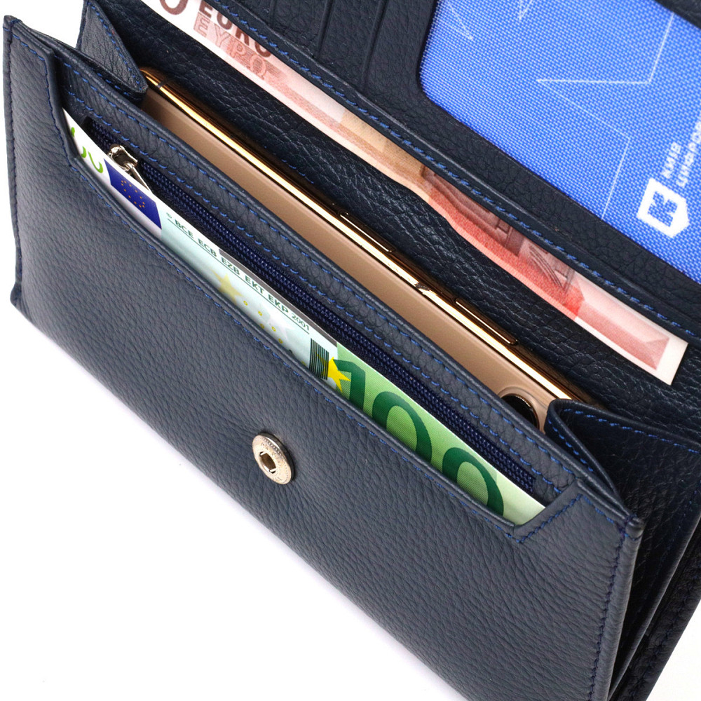 Надежное портмоне унисекс из натуральной кожи флотар CANPELLINI 21849 Синее Киев - изображение 5